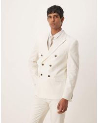 ASOS - Smal Double-Breasted Colbert Van Linnenmix - Lyst