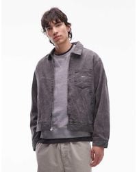 Obey - Chaqueta Negra De Estilo Camionero Con Cremallera Y Lavado Desgastado Workman De - Lyst