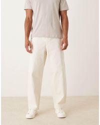 ASOS - Pantalones De Corte Recto Suelto Con Cordón Ajustable De -Blanco - Lyst