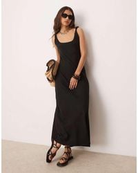 ASOS - Linen-blend Twist Strap Bias Maxi Sundress - Lyst