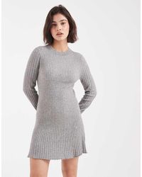 ONLY - Knitted Ribbed Mini Dress - Lyst