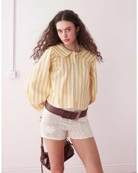 Reclaimed (vintage) - – hemdbluse mit bubikragen und liegestuhl-streifen - Lyst