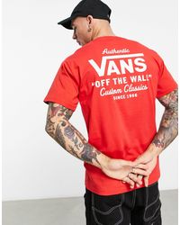 Vans - Holder street - t-shirt rossa con stampa sul retro - Lyst
