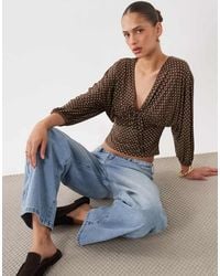 Miss Selfridge - V-neck Balloon Sleeve Top - Lyst