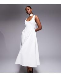 Kaiia - Exclusive Scoop Neck Scarf Detail Dropped Basque Waist Maxi Dress - Lyst