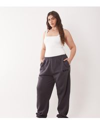 Kaiia - Plus Cotton Blend Embroidered Logo Cuffed Trackies - Lyst