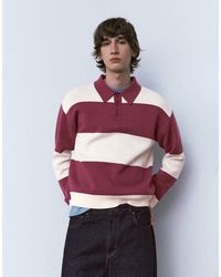 Pull&Bear - Long Sleeve Panelled Polo Shirt - Lyst