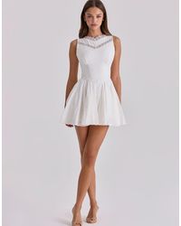 House Of Cb - Scarlett Embroidered Cotton Lace Trim Mini Dress - Lyst