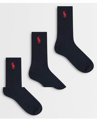 Polo Ralph Lauren - Large Icon Logo 3 Pack Crew Socks - Lyst