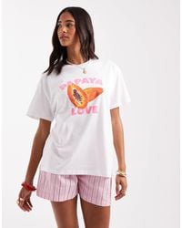 Pieces - Oversized T-Shirt With Papaya Love Graphic - Lyst