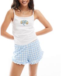 ASOS - – pyjama mit camisole mit croissant-print und shorts mit rüschensaum - Lyst