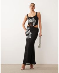 ASOS - Embroidered Mesh Maxi Skirt - Lyst