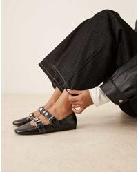 ASOS - Liesel Studded Double Strap Mary Jane Ballet Flats - Lyst