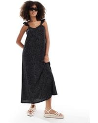 Pieces - Textured Jersey Frill Sleeve Cami Maxi Dress - Lyst