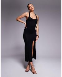 ASOS - Robe mi-longue à encolure dégagée et dos nageur froncé - Lyst