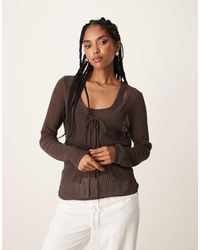 Mango - Tie Front Lightweight Cardigan - Lyst
