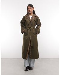 Reclaimed Vintage - Check Lined Trench Coat With Belt - Lyst