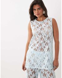 ASOS - Co-ord Lace Over Sized Long Line Vest Top - Lyst