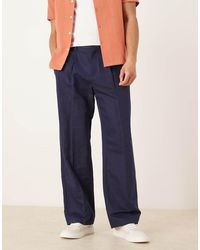 ASOS - Tailored Linen Rich Wide Leg Trousers - Lyst