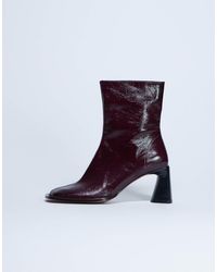 TOPSHOP - Star Premium Leather Round Toe Block Heel Boot - Lyst