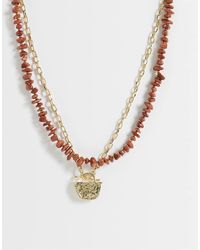 Accessorize - Confezione Da 2 Collane E Oro Con Schegge Di Pietre E Ciondolo - Lyst