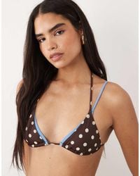 ASOS - Bonnie Polka Dot Double Layer Triangle Bikini Top - Lyst