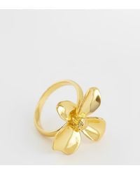 ASOS - Asos Design Curve 14k Plated Ring With Flower Design - Lyst