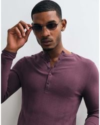 ASOS - Essentials Muscle Fit Long Sleeve Henley T-Shirt - Lyst