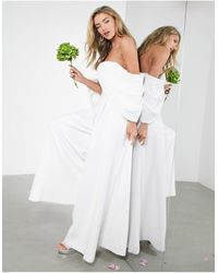 ASOS Erin Off Shoulder Drape Wedding Jumpsuit - White