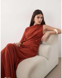 ASOS - One Sleeve Maxi Dress With Pleat Waist Detail - Lyst