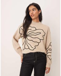 Jdy - Floral Stitch Detail Jumper - Lyst