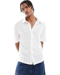 Bershka - Chemise en maille texturée - écru - Lyst