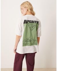 ASOS - Camiseta Blanca Extragrande Con Estampado Gráfico De Cóctel Y Texto "Aperitif" De - Lyst