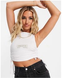 Public Desire Ruched Side Crop Top - White