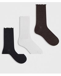 Vero Moda - 3 Pack Glitter Sock With Frill Edge - Lyst
