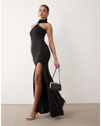 ASOS - Hardware Detail High Neck Cutaway Slinky Maxi Dress - Lyst