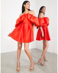 ASOS - Volume Sleeve Mini Dress With Full Skirt - Lyst