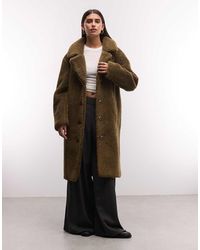 French Connection - Longline Borg Dad Coat - Lyst