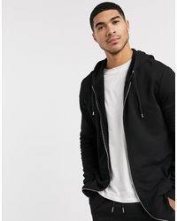 ASOS Longline Zip Up Hoodie - Black