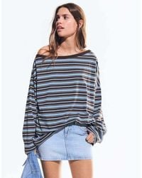 Bershka - Printed Asymmetric Neck Long Sleeve T-Shirt - Lyst