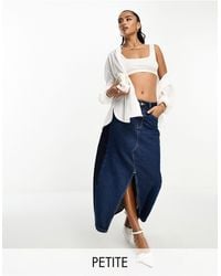 River Island - Maxi Denim Skirt With Patchwork Detail - Lyst