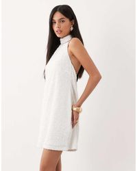 Threadbare - Sequin High Neck Mini Dress With Velvet Bow Detail - Lyst