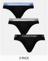 Calvin Klein - Modern cotton stretch - confezione da 3 slip neri con elastico colorato - Lyst