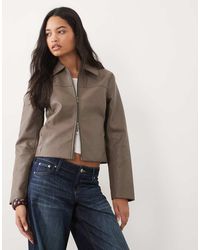 Abercrombie & Fitch - Fitted 90s Faux Leather Jacket - Lyst