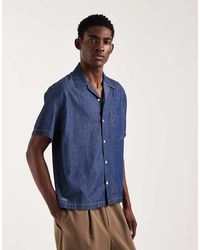 Lacoste - Denim Overhemd Met Korte Mouwen En Reverskraag - Lyst
