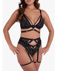 Playful Promises - Tabitha Wet-Look Lace Harness Suspender - Lyst