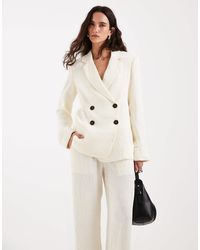 4th & Reckless - Pantalon texturé d'ensemble large ajusté - crème - Lyst