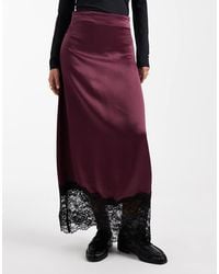 Miss Selfridge - Satin And Lace Bias Maxi Skirt - Lyst