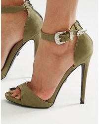 Daisy Street Western Barely There Heeled Sandals - Green