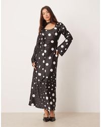 ASOS - V Neck Scarf Detail Long Sleeve Maxi Dress - Lyst